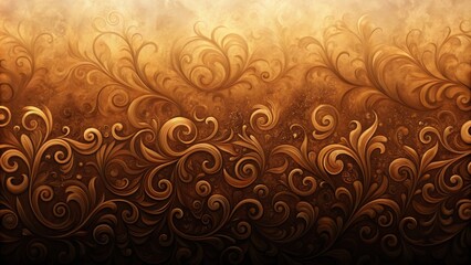 Aufkleber - Golden Floral Swirls with a Rustic Background, a Decorative Pattern of Intricate Details and Earthy Tones