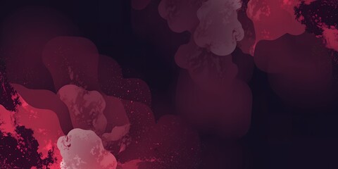 Poster - An abstract depiction of swirling red and white clouds against a dark, hazy background