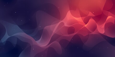 Poster - Abstract background with flowing shapes in shades of red blue and purple with stars scattered