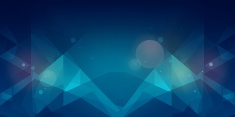 Poster - A blue abstract background with geometric shapes and light effects creating a modern design