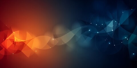 Poster - abstract background featuring a blend of orange and blue hues with geometric shapes and lights