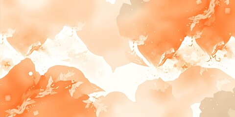 Poster - Abstract orange and white watercolor painting with soft edges and flowing patterns design