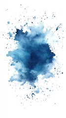 Poster - Abstract blue watercolor splash on white background, artistic texture and creative design element for various projects