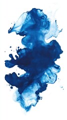 Poster - Abstract Indigo Ink Wash on White Background Creates a Fluid and Dynamic Composition