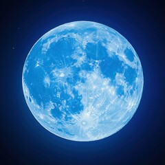 ethereal blue moon glowing against a dark sky celestial body full moon lunar surface detail