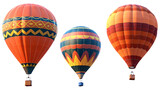 set of three hot air balloon isolated on white background PNG