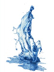Poster - Dynamic water splash on white background showcasing fluid motion and refreshing purity
