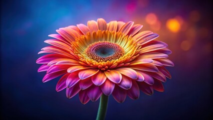 Poster - A vibrant pink and yellow flower with a delicate blue center, showcasing the beauty of nature's intricate design.
