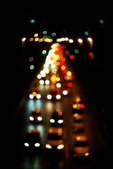 Poster - Abstract Nightscape of Blurred City Traffic with Bokeh Lights and Vibrant Colors in Motion