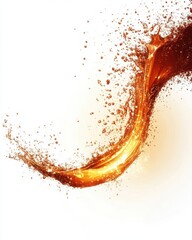 Poster - dynamic splash of amber liquid frozen in time against a pristine white backdrop for graphic design