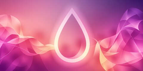 Poster - Abstract background with a central water drop shape and flowing lines in pink and purple hues