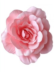 Poster - Delicate pink rose blossom with soft petals in full bloom against a clean white background a symbol of romance and elegance captured with a close up perspective