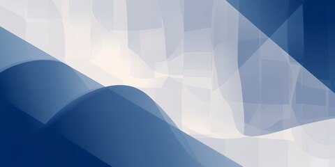 Poster - Abstract illustration featuring blue curved shapes and geometric patterns in a light setting