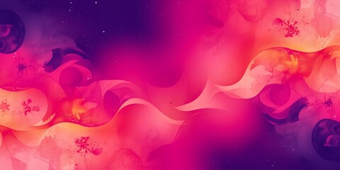 Poster - A vibrant abstract painting with fluid shapes in shades of pink, purple, and orange hues