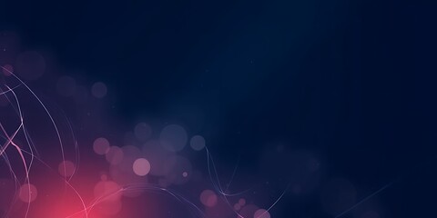Poster - Abstract dark blue background with red light and bokeh effects and thin white lines