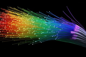 Poster - Colorful Fiber Optics Illuminating a Black Background for High Speed Data Transfer