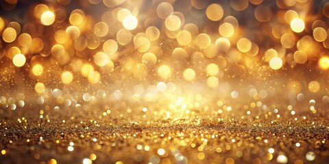 Poster - Golden Glitter Background with Sparkling Lights and Bokeh Effect