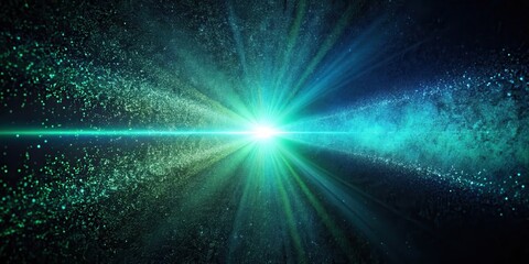 Poster - A radiant light source emanates from the center, illuminating a field of shimmering particles, creating a mesmerizing cosmic spectacle.
