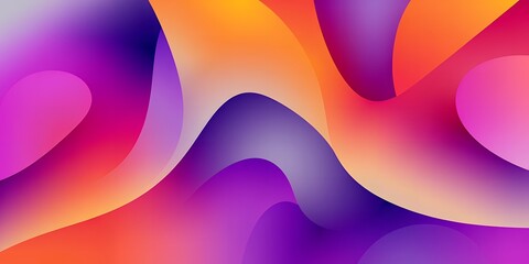 Poster - abstract background with flowing shapes in shades of purple orange and pink gradient colors