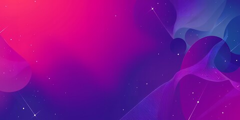 Poster - Abstract background with pink and purple gradient and star like particles scattered around