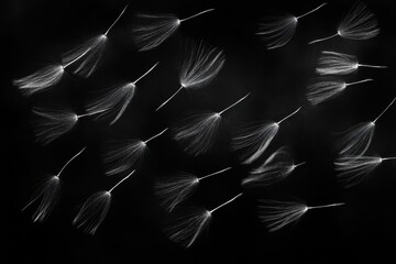 Poster - dandelion seeds in black and white a study in contrast and delicate beauty of nature