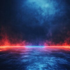 Poster - abstract background with blue and red neon lights on a dark textured surface design element