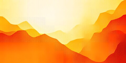 Poster - A digital rendering of layered mountains in shades of orange and yellow under bright light