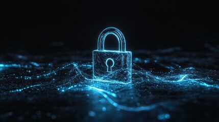 Poster - Digital Security: Abstract Padlock on a Network