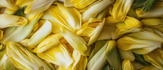 Poster - Elegant Chicory Petals in a Harmonious Arrangement Capturing the Essence of Natural Beauty and Simplicity with a Soft Light and a Flat Lay Camera Angle