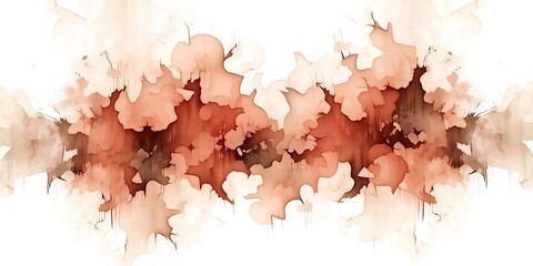 Poster - Abstract symmetrical watercolor painting with shades of brown and beige on white background
