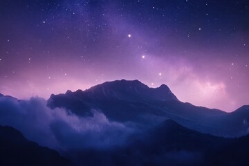 Poster - Stunning milky way timelapse over a serene hill landscape at night, Milky way timelapse on a hill