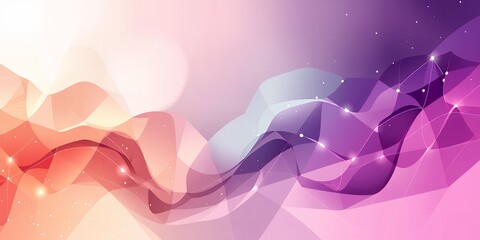 Poster - Abstract polygonal wave design with pink, purple, and orange colors and connecting dots