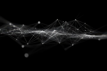Poster - Network of connections illustrating data processing over a black background, network of connections over data processing on black background