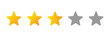 © Quede Stock - Three-star rating system showing yellow and grey colors, ideal for feedback, ranking, or review concepts in web and app interfaces