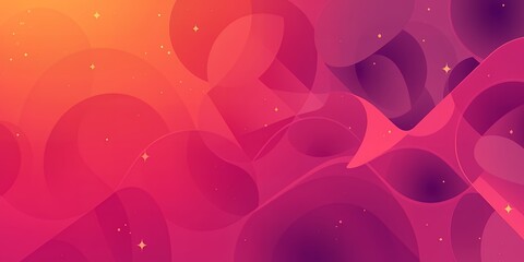 Poster - Abstract background with pink and orange gradient, circles, and small star shaped lights
