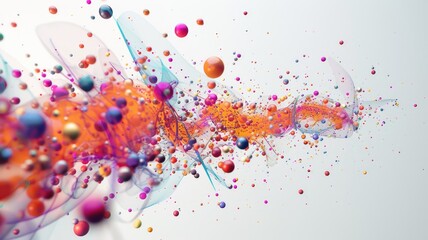Poster - Abstract picture micro particle in geometric shape represent data flow. Vivid flowing object with high tech fractal, create digital effect scene perfect for energetic, fantasy wallpaper design. AIG53.