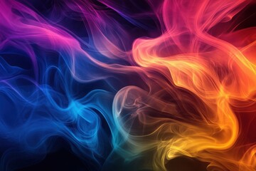 Poster - Smoke motion dances with vibrant colors on a black background creating an ethereal visual experience, Smoke motion on a black background