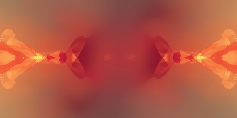 Poster - Abstract symmetrical orange and red pattern with blurred edges and soft glow in center