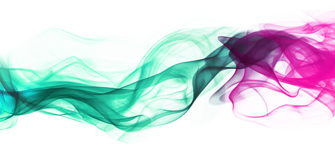 Aufkleber - abstract flowing smoke design with shades of green and pink on a design element transparent backgrou