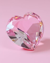 Poster - elegant crystal heart on pastel pink backdrop romantic love symbol sparkling facets valentine day gi