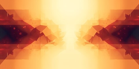 Poster - Abstract orange and brown geometric shapes with a bright light in the center background