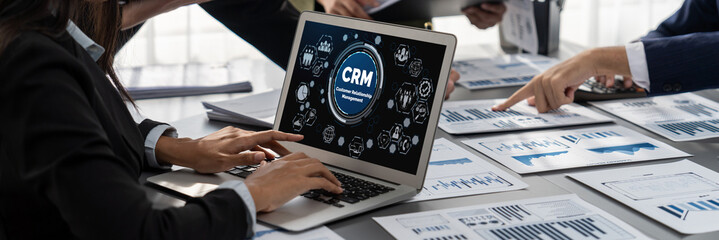 Poster - customer relationship management system on brisk computer for crm business and enterprise