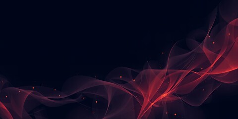 Poster - Abstract red smoke flowing on a dark background with small orange particles scattered around
