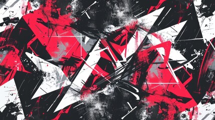 Poster - Abstract fractal painting colored by vibrant red black shade oil color stained on the canvas express geometric style from paint. Modern geometry art watercolor with seamlessly digital pattern. AIG53.