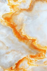 Poster - Elegant white onyx stone with vibrant orange veins creating a luxurious and captivating natural pattern perfect for interior design and artistic backgrounds