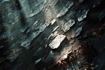 Poster - Colorful abstract subsurface scattering shards create depth and texture in a digital landscape, Abstract Subsurface Scattering Shards CGI