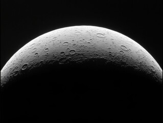 dramatic lunar surface with craters in monochrome a celestial sphere in deep space exploration and d