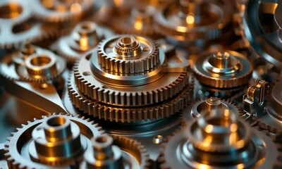 Poster - Detailed view of intricate gears showcasing machinery design and engineering precision