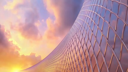 Poster - Metallic grid sunset abstract background design
