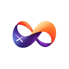 Aufkleber - a vibrant infinity symbol with a gradient of orange and purple on a featuring a plus transparent bac